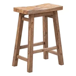 Kirklands Home Acacia Barnwood Saddle Counter Stools, Set of 2 Tan