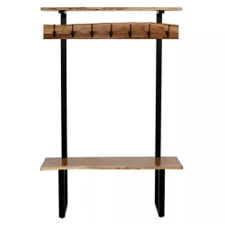 Kirklands Home Acacia Wood Modern Storage Hooks Hall Tree