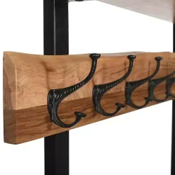 Kirklands Home Acacia Wood Modern Storage Hooks Hall Tree
