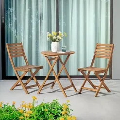Discount Kirklands Home Acacia Wood Slatted 3-pc. Outdoor Bistro Set Tan
