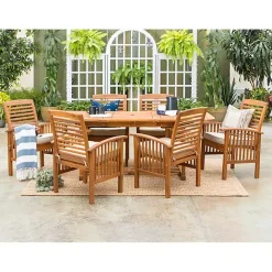 Hot Kirklands Home Acacia Wood Slatted 7-pc. Outdoor Dining Set Brown