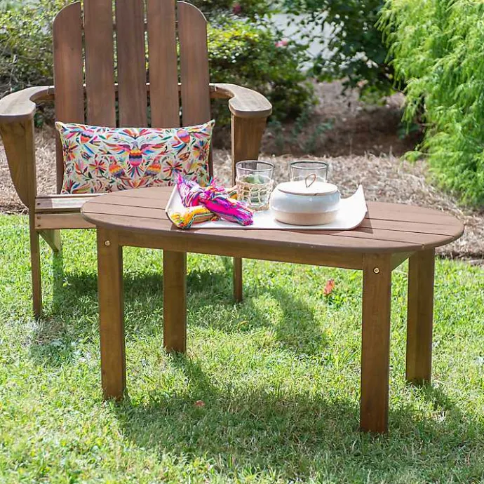 Sale Kirklands Home Acorn Acacia Wood Oval Adirondack Coffee Table Brown
