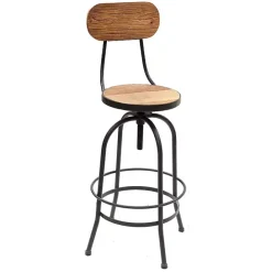 Discount Kirklands Home Adjustable Wood and Metal Industrial Bar Stool Brown