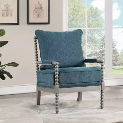 Clearance Kirklands Home Aegean Liam Turned Leg Accent Chair Blue