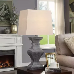 Online Kirklands Home Aged Black Candlestick Base Table Lamp, 33 in. Tan