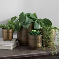 Discount Kirklands Home Aged Brass Flower Pots, Set of 4 Brown