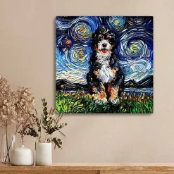 Clearance Kirklands Home Aja Trier Bernadoodle Starry Night Canvas Print