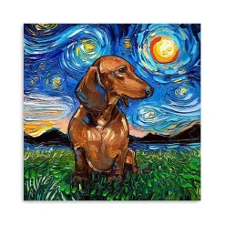 Kirklands Home Aja Trier Dachshund I Starry Night Canvas Print