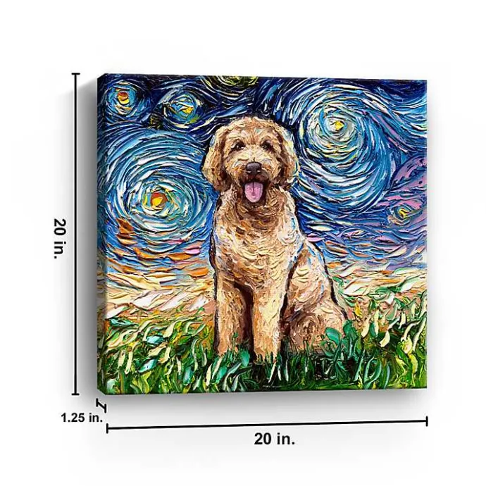Discount Kirklands Home Aja Trier Goldendoodle Starry Night Canvas Print
