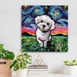 Best Kirklands Home Aja Trier Maltipoo Starry Night Canvas Art Print