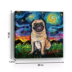 New Kirklands Home Aja Trier Pug Starry Night Canvas Art Print