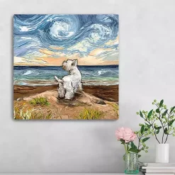 Discount Kirklands Home Aja Trier Westie Starry Beach Canvas Art Print