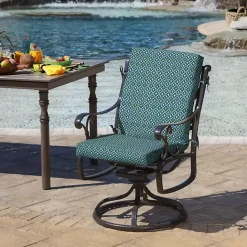 Kirklands Home Alana Tile Luxe Outdoor Dining Chair Cushion Blue