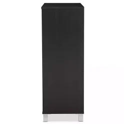 New Kirklands Home Aldrich Black Slatted Shoe Storage Cabinet