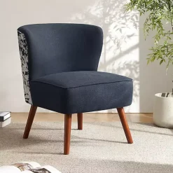Hot Kirklands Home Alex Navy Upholstered Floral Back Accent Chair Blue