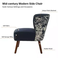 Hot Kirklands Home Alex Navy Upholstered Floral Back Accent Chair Blue