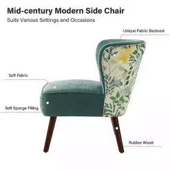 New Kirklands Home Alex Teal Upholstered Floral Back Accent Chair Green