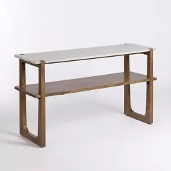 New Kirklands Home Allen Wood and Marble Console Table