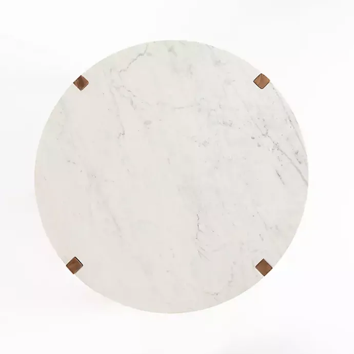 Clearance Kirklands Home Allen Wood and Marble Round Coffee Table White