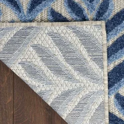 New Kirklands Home Aloha Botanical Indoor/Outdoor Rug, 5x7 Blue