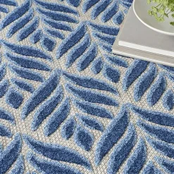 New Kirklands Home Aloha Botanical Indoor/Outdoor Rug, 5x7 Blue