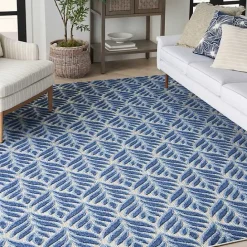Best Kirklands Home Aloha Blue Botanical Indoor/Outdoor Area Rug, 9x12