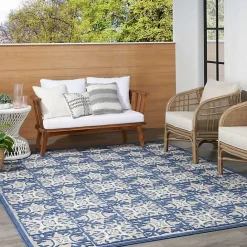 Online Kirklands Home Aloha Blue Geometric Indoor/Outdoor Area Rug, 5x7