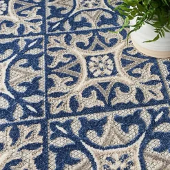 Sale Kirklands Home Aloha Blue Geometric Indoor/Outdoor Area Rug, 9x12