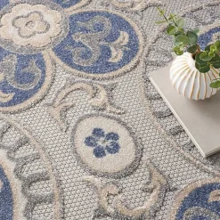 Hot Kirklands Home Aloha Blue Medallion Indoor/Outdoor Area Rug, 9x12