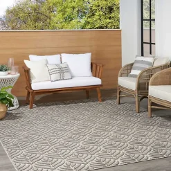Online Kirklands Home Aloha Botanical Indoor/Outdoor Rug, 5x7 Gray