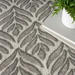 Online Kirklands Home Aloha Botanical Indoor/Outdoor Rug, 5x7 Gray