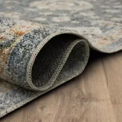 Kirklands Home Amanda Anthracite Washable Area Rug, 9x6 Blue
