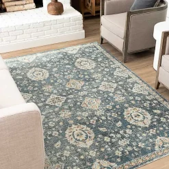 Kirklands Home Amanda Anthracite Washable Area Rug, 9x6 Blue