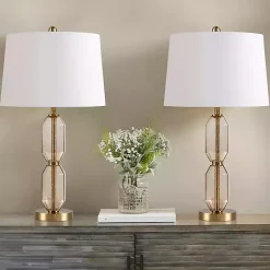 New Kirklands Home Amber Faceted Glass Table Lamp Brown