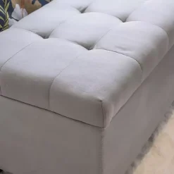 Outlet Kirklands Home Amelia Tufted Shoe Storage Ottoman Bench Gray