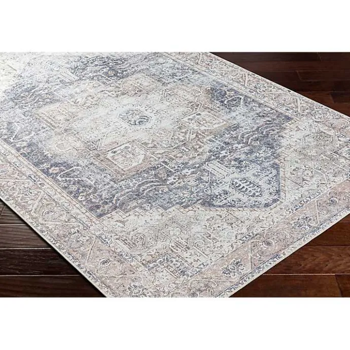 Best Kirklands Home Amelie Navy Blue Classic Washable Area Rug, 5x7