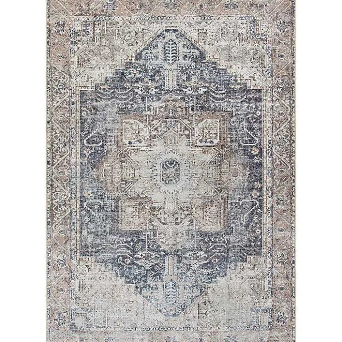 Best Kirklands Home Amelie Navy Blue Classic Washable Area Rug, 6x9