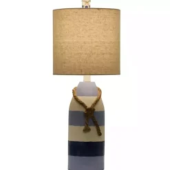 Outlet Kirklands Home Anna Maria Blue Stripe Table Lamp Tan