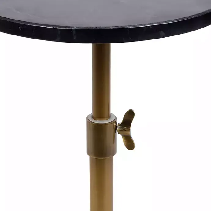 Online Kirklands Home Antique Brass and Marble Adjustable Table Black
