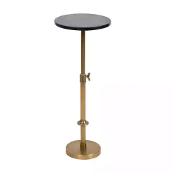 Online Kirklands Home Antique Brass and Marble Adjustable Table Black