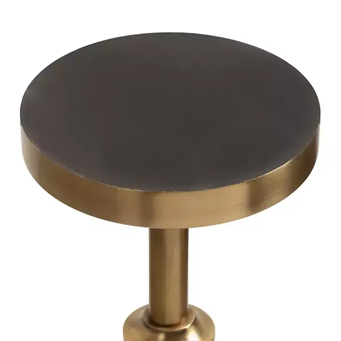 Online Kirklands Home Antique Brass and Marble Adjustable Table Black
