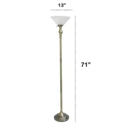 Hot Kirklands Home Antique Brass and Marbleized Glass Torchiere Gray