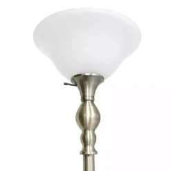 Hot Kirklands Home Antique Brass and Marbleized Glass Torchiere Gray