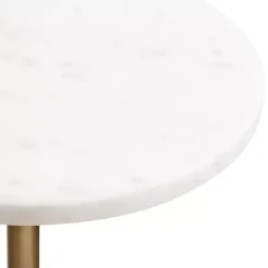 Kirklands Home Antique Brass and Marble Adjustable Table White