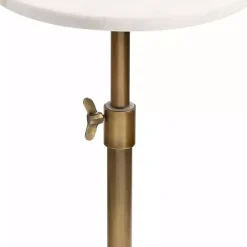 Kirklands Home Antique Brass and Marble Adjustable Table White