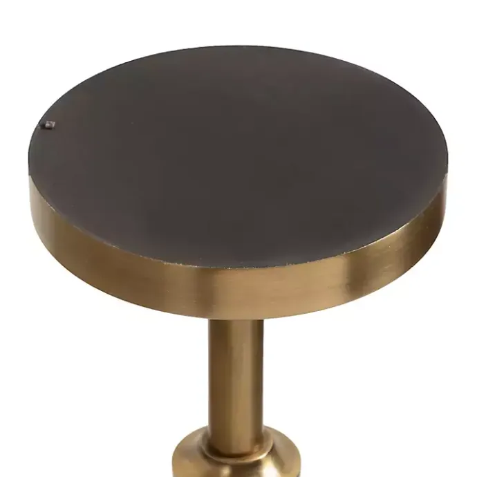 Kirklands Home Antique Brass and Marble Adjustable Table White