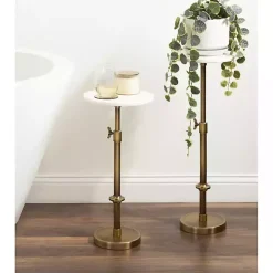 Kirklands Home Antique Brass and Marble Adjustable Table White