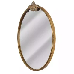 Kirklands Home Antique Brass Metal Ornate Round Mirror