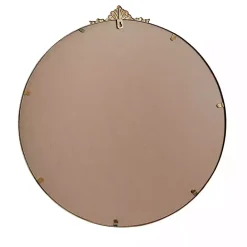 Kirklands Home Antique Brass Metal Ornate Round Mirror