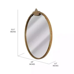 Kirklands Home Antique Brass Metal Ornate Round Mirror